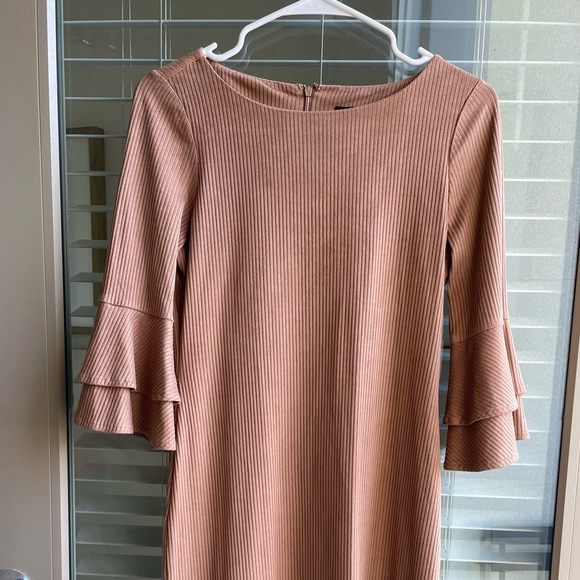Ivanka Trump Dresses & Skirts - Nordstrom Bell-Sleeved Suede Dress in Tan